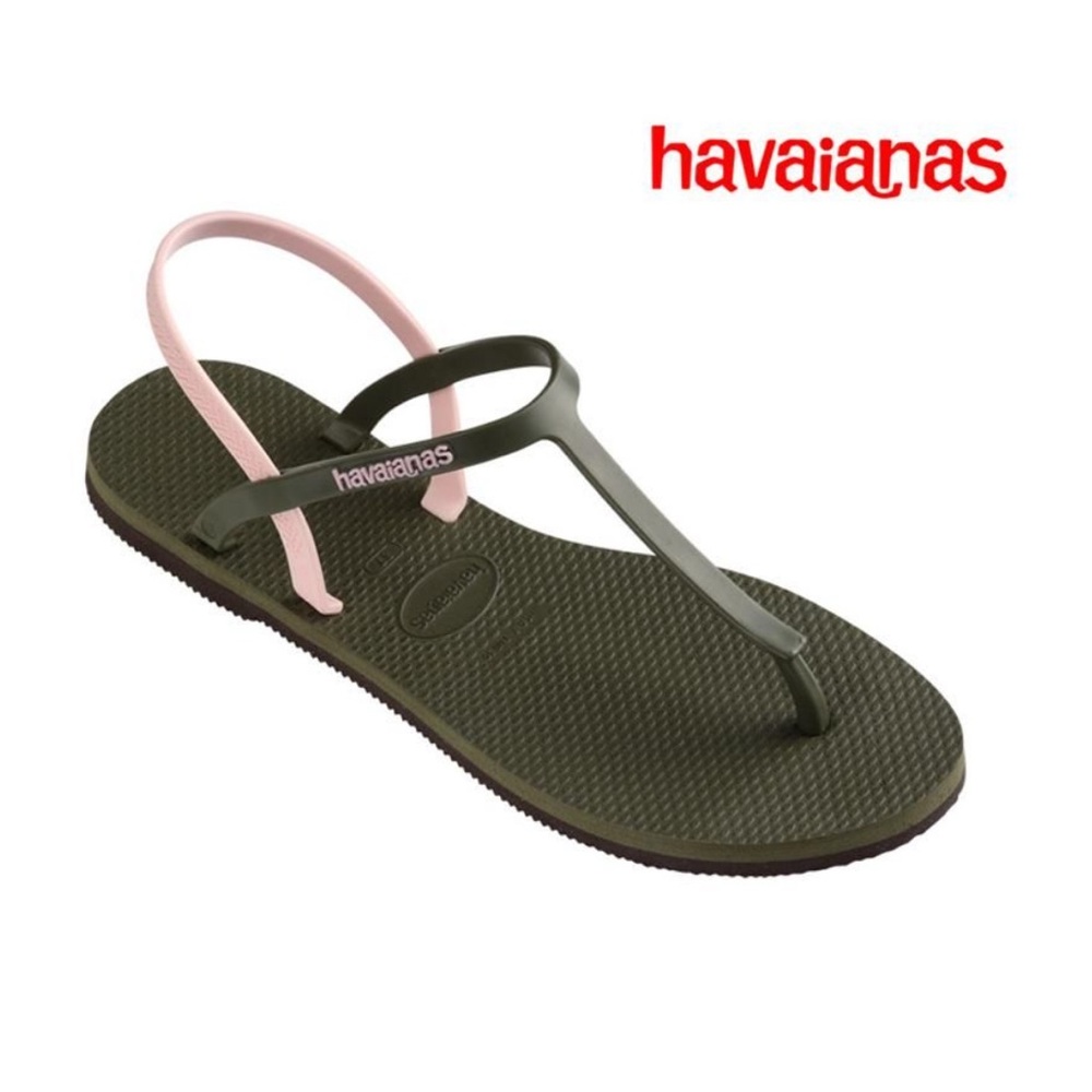 Havaianas Olive Green and Pale Pink Women's Sandals